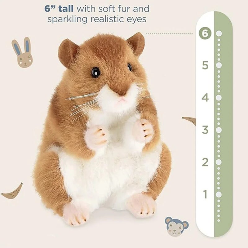 Y&D ASTM Realistic Brown Plush Hamster with Natural Whiskers Petlike Stuffed Animal Toy for Kids 6 Inches Standing Hamster Toys - Image 3
