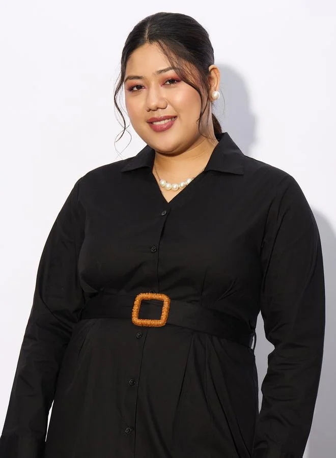 SASSAFRAS Belted Shirtwaist Dress