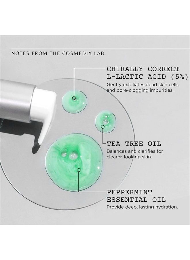 CosMedix منظف الوجه المقشر النقي - منظف وجه لطيف، يستعيد ويرطب لبشرة واضحة ومتساوية - مصنوع من زيوت شجرة الشاي العضوية، زيت النعناع، حمض اللينوليك - Image 2