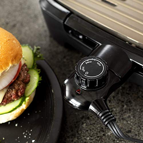 George Foreman 1350W Smokeless Indoor Outdoor Electric BBQ Grill | Non-Stick, PFOA-Free, Temp Control, Removable Dishwasher Safe Plates | Burger Griller, Steaks, Veggies, Panini & more| 25850-56 - Image 3