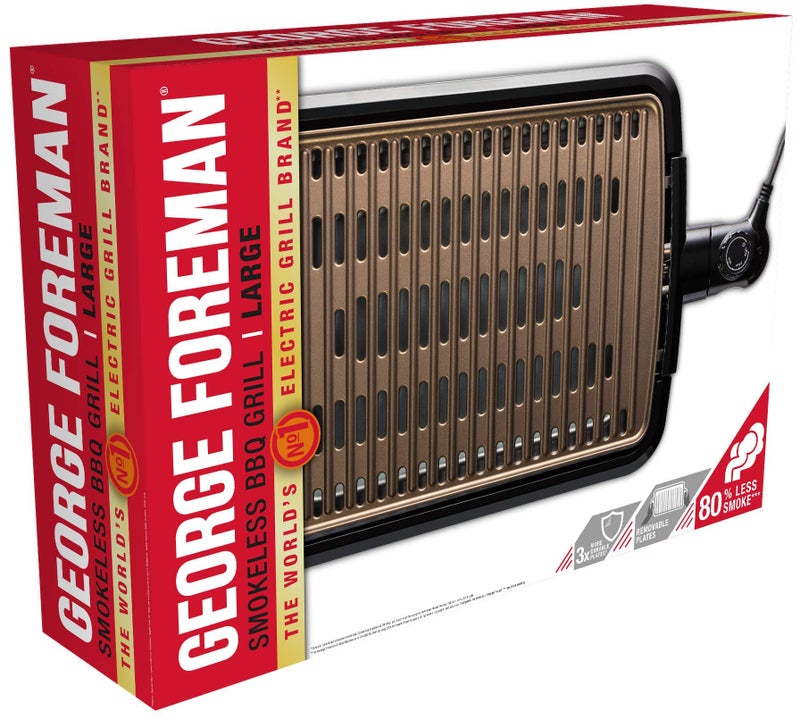 George Foreman 1350W Smokeless Indoor Outdoor Electric BBQ Grill | Non-Stick, PFOA-Free, Temp Control, Removable Dishwasher Safe Plates | Burger Griller, Steaks, Veggies, Panini & more| 25850-56 - Image 2
