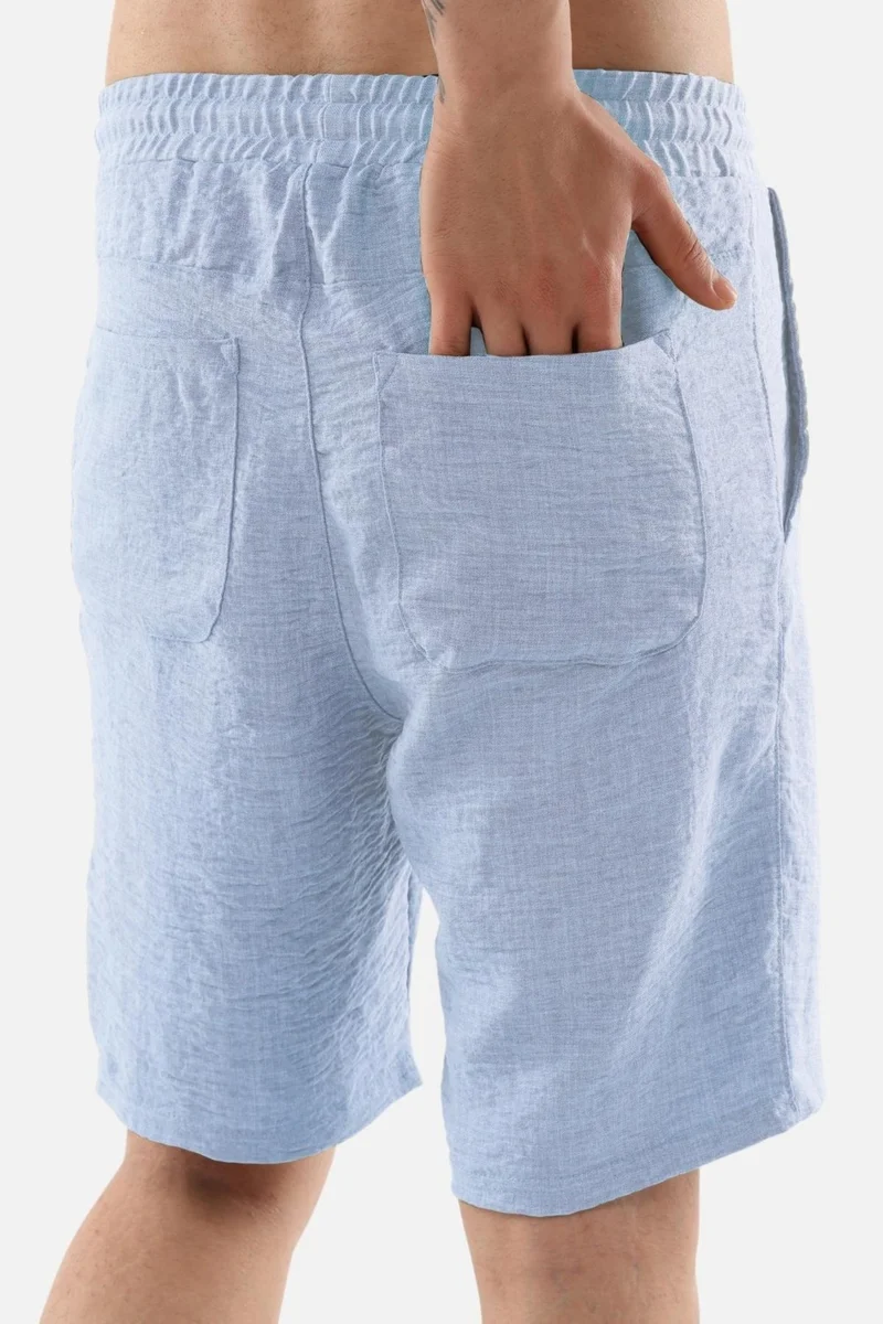 Cedy Denim Men's Linen High Waist Elastic, Loose Cut Shorts C348