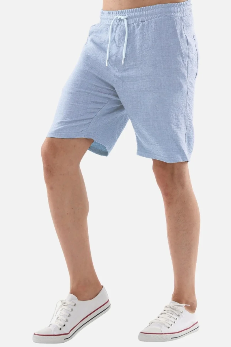 Cedy Denim Men's Linen High Waist Elastic, Loose Cut Shorts C348