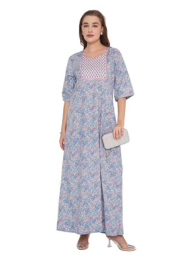 HANA & SARA SHORT SLEEVE UNIQUE PRINTED LONG ARABIC FARASHA KAFTAN JALABIYA DRESSES  - Image 4