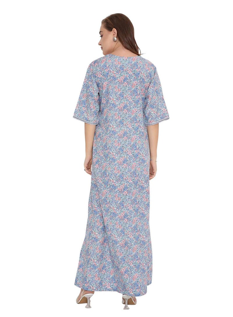 HANA & SARA SHORT SLEEVE UNIQUE PRINTED LONG ARABIC FARASHA KAFTAN JALABIYA DRESSES  - Image 2