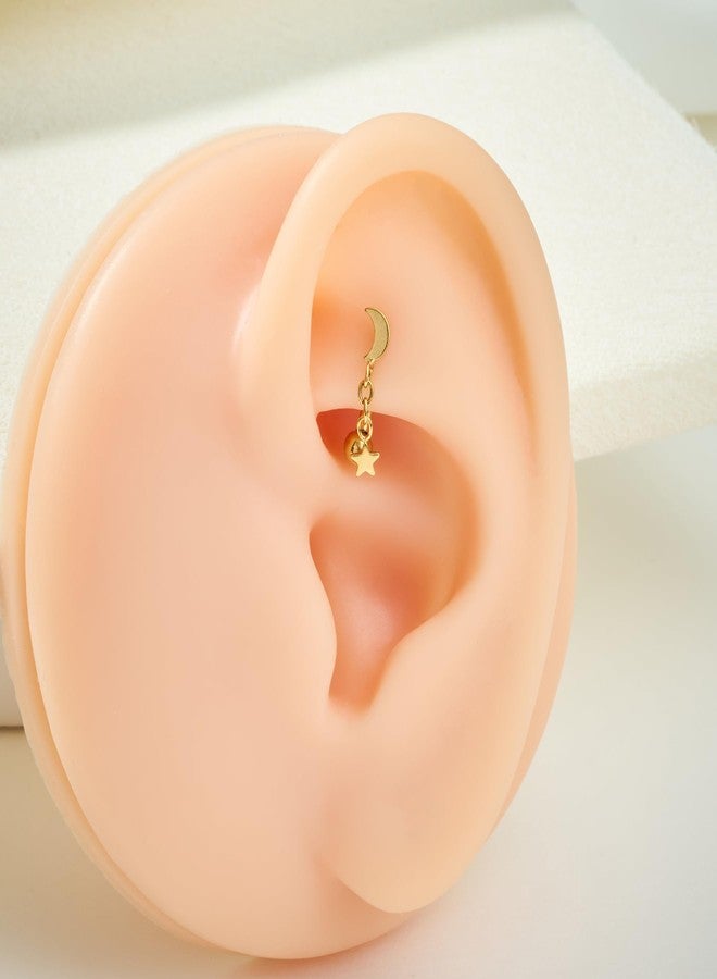 FECTAS 16G Gold Rook Piercing Jewelry Eyebrow Rings for Women Rook Earrings Tragus Daith Cartilage Lip Belly Surface Curved Barbell Piercing Jewelry 8mm - Image 4