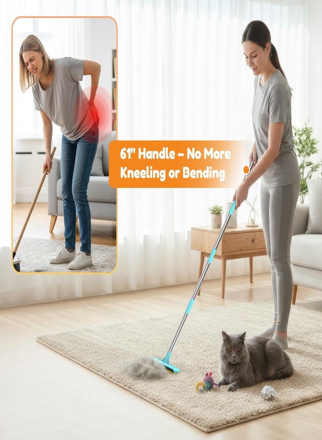 BoxZone 3 In 1 Carpet Rake for Pet Hair Removal Tool with Long & Short Handle and Rubber Detail Brush, Carpet Brush for Pet Hair, Deep Cleaning Pet Hair Removal Broom for Carpets Couches Rug Furniture - Image 3