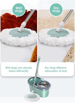 GTSOL Spin Mop For Floor Cleaning, Stainless Steel Mop and Bucket With Telescopic Handle, Hands Free Wringing, Floor Mop With 10L Large Capacity and Reusable Refills For Home Office(Grey/Green)  - Image 2