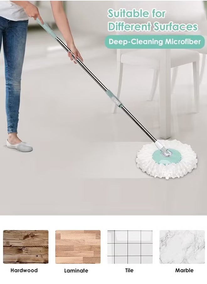 GTSOL - Spin Mop For Floor Cleaning, Stainless Steel Mop and Bucket With Telescopic Handle, Hands Free Wringing, Floor Mop With 10L Large Capacity and Reusable Refills For Home Office(Grey/Green) - Image 1