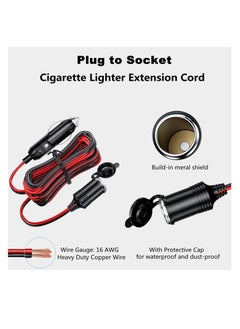 Y&D 13FT Cigarette Lighter Extension Cord, 12V 24V Plug to Socket 16AWG Heavy Duty Cable with 15A Fuse and LED Indicator Car Aux Connector  - Image 2