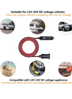 Y&D 13FT Cigarette Lighter Extension Cord, 12V 24V Plug to Socket 16AWG Heavy Duty Cable with 15A Fuse and LED Indicator Car Aux Connector  - Image 5