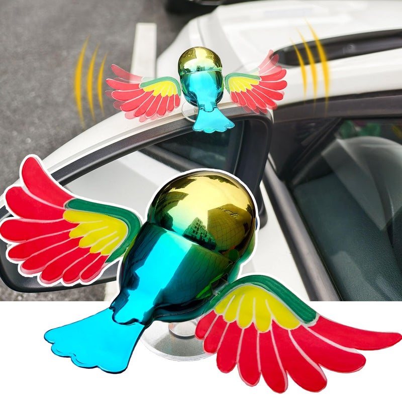 acdiac Fun Flaps Wings Flying Birds Car Sticker Decor for Engine Hood Roof Rearview Mirror Trunk Lid SUV Pickup Exterior Decoration1PCS RedGreen - Image 3