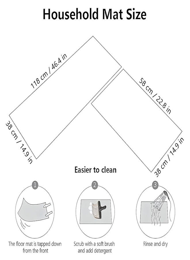Roslen Kitchen Mat for Floor Set of 2 Pcs, Waterproof Memory Foam Standing Floor Mat, Comfortable Support for Long Cooking Hours, Comfort Runner Rug Mat Carpetsfor Kitchen Hallway Balcony & Laundry - Image 2