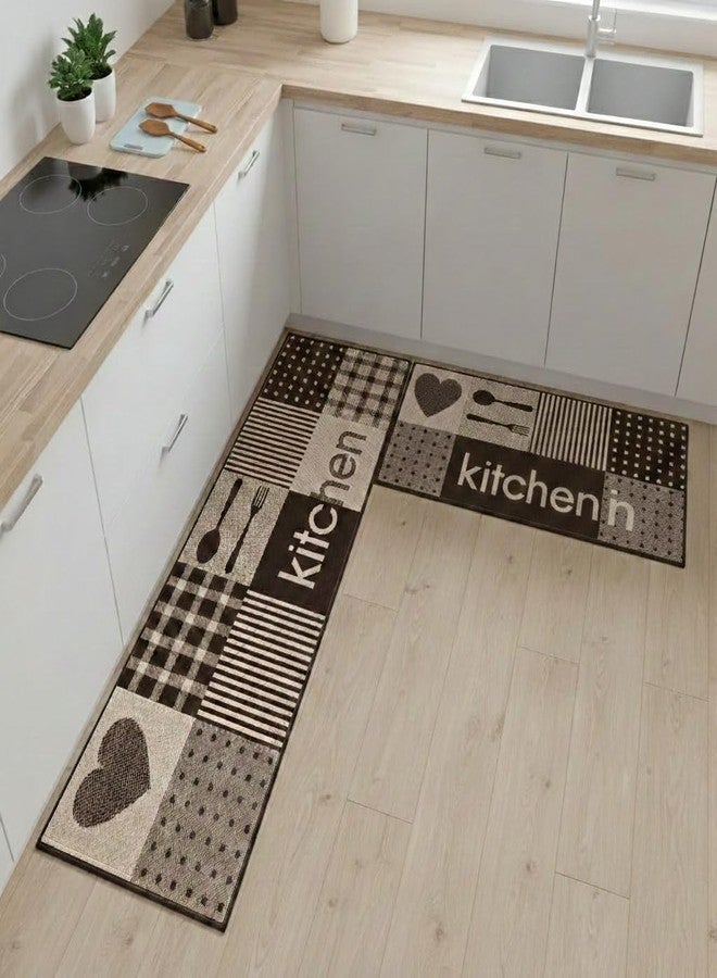 Roslen Kitchen Mat for Floor Set of 2 Pcs, Waterproof Memory Foam Standing Floor Mat, Comfortable Support for Long Cooking Hours, Comfort Runner Rug Mat Carpetsfor Kitchen Hallway Balcony & Laundry - Image 1