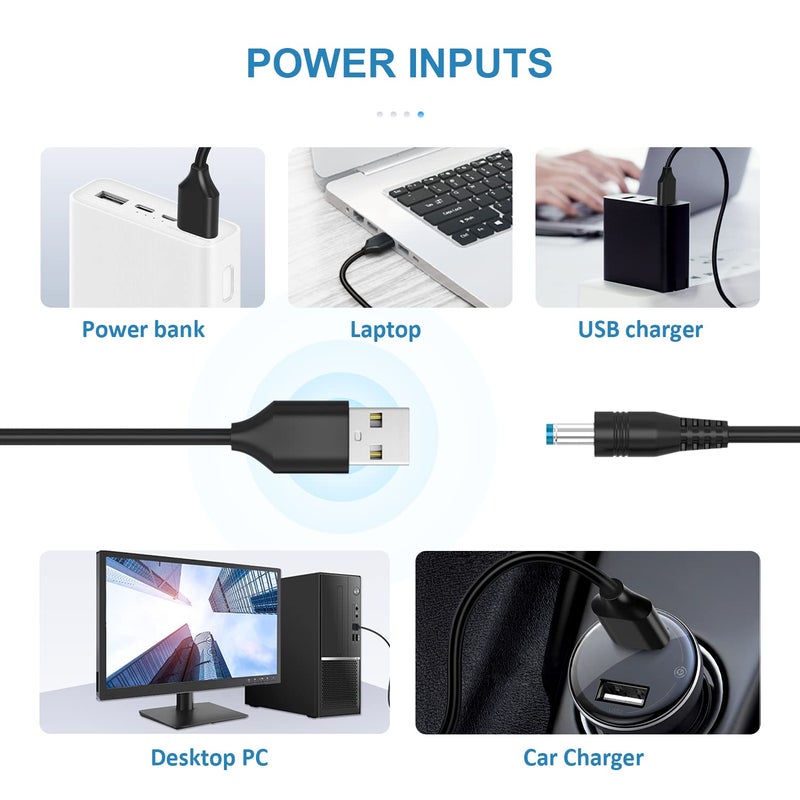 Powseed كابل طاقة عالمي DC 5V من باوسيد، كابل شحن USB إلى DC مع 13 قطعة من محولات التوصيل للكاميرا، جهاز التوجيه، بنك الطاقة، الألعاب، المسجل، مكبر الصوت بلوتوث، الماسح الضوئي، DVR، صندوق القرص الصلب، USB-HUB وغيرها. - Image 2