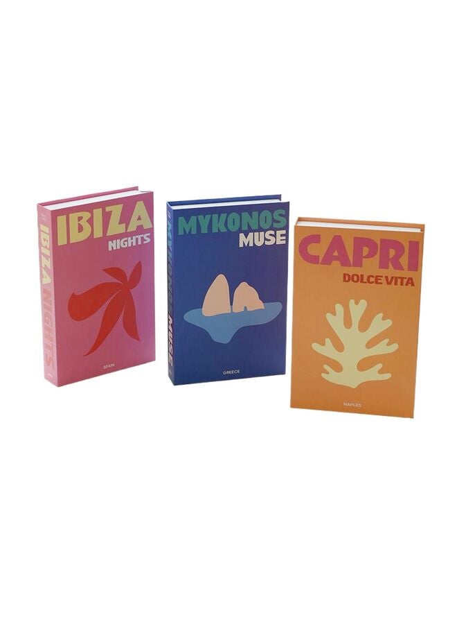 3PCS Preppy Decorative Fake Books Funky Aesthetic Room Decor Coffee Table Faux Books Decor for Decoration Bookshelf Stuff Things(Preppy Travel) - Image 1