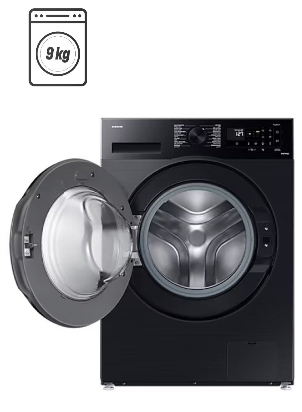 9KG Front Load Washing Machine, 1400RPM, LED Digital Display, Ecobubble™, SmartThings AI Energy Mode, 5 Star Rating, Digital Inverter Compressor WW90CGC04DABGU Black