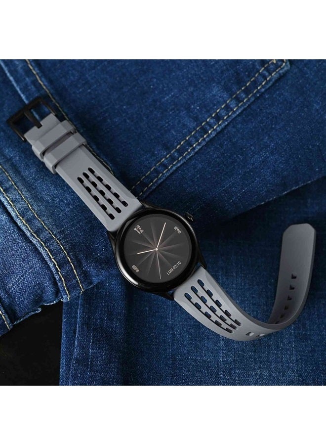WOCCI 20mm Rally Watch Band, FKM Rubber Strap, Quick Release, Black Matte Buckle (Grey)  - Image 2