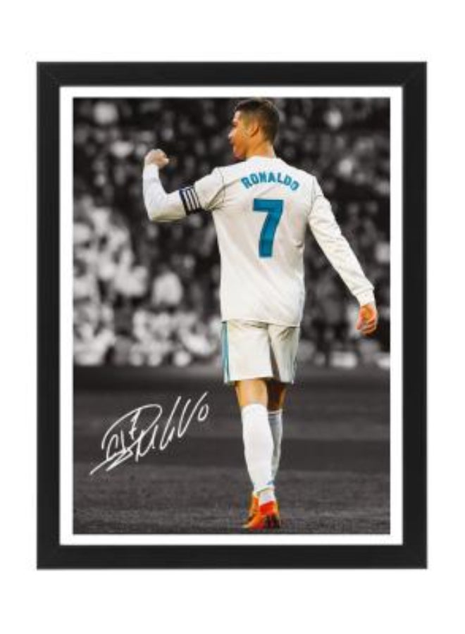 Boomah Accessories Cristiano Ronaldo Real Madrid Printed Autograph - Framed Poster 30x40cm - Football Memorabilia, Soccer Collectible, Gift for Fans , Man Cave