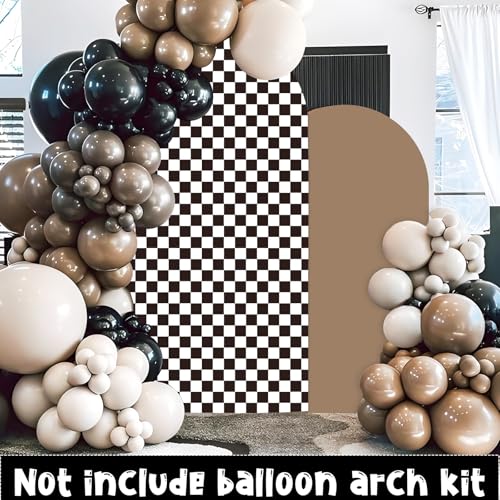 Cheerupp Black White Checkered Arch Backdrop Covers, 6 Ft Boho Stretchy Arch Backdrop Stand Covers Photography Background Black Plaid Arch Stand Covers for Wedding Birthday Baby Shower Party Decor - Image 4