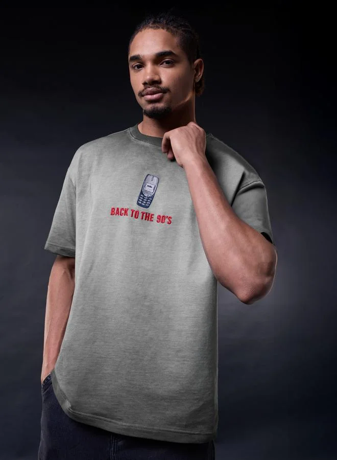 ذا سوليد ستور تيشيرت مغسول بقصة واسعة