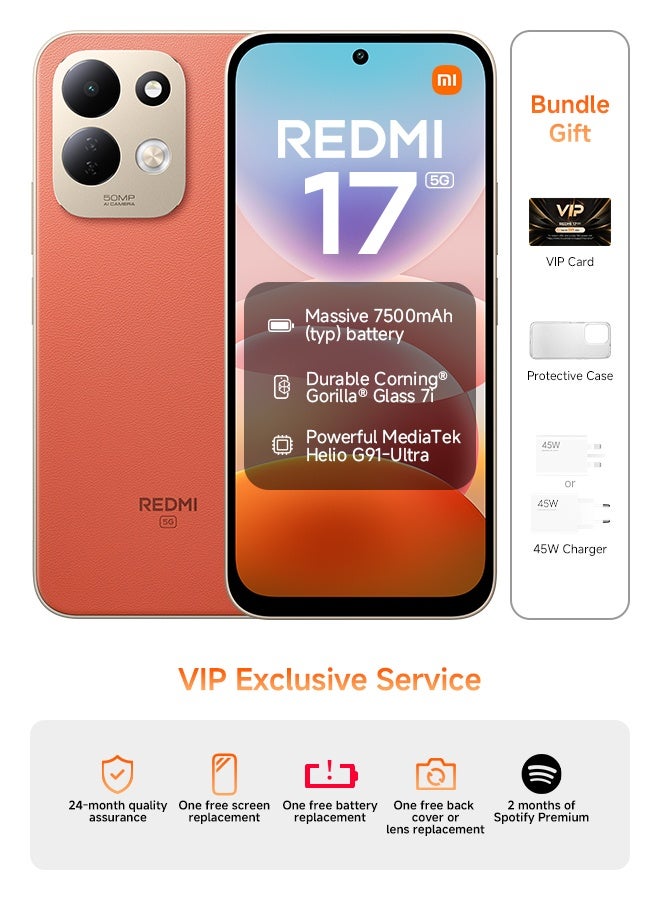 Xiaomi Redmi 17 Dual SIM 5G Orange 6GB RAM 256GB - Global Version - Image 1