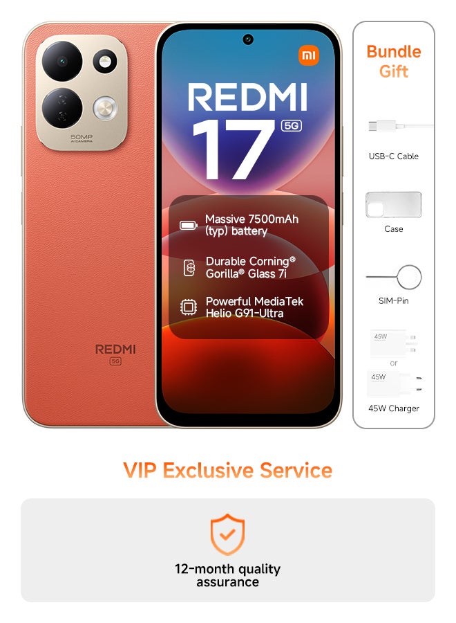 شاومي Redmi 17 Dual SIM 5G Orange 6GB RAM 256GB - Global Version - Image 1