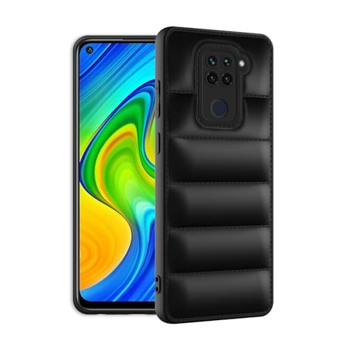 Plus Puffer Case Camera Protection Soft Back Cover for Redmi Note 9 - Black - Image 2