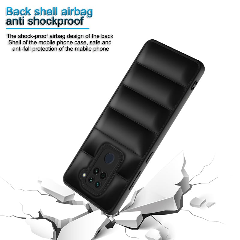 Plus Puffer Case Camera Protection Soft Back Cover for Redmi Note 9 - Black - Image 4