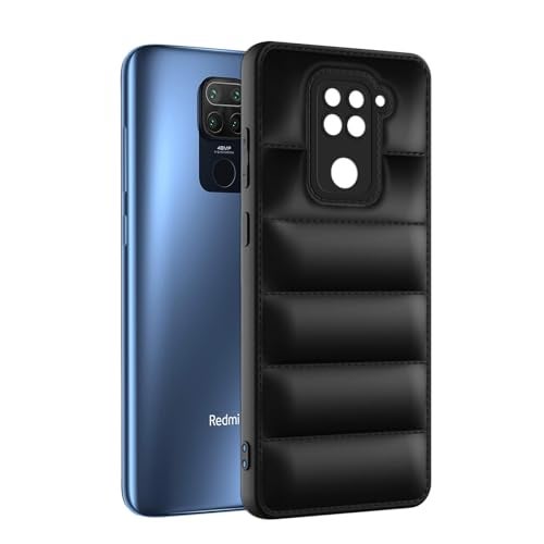 Plus Puffer Case Camera Protection Soft Back Cover for Redmi Note 9 - Black - Image 3