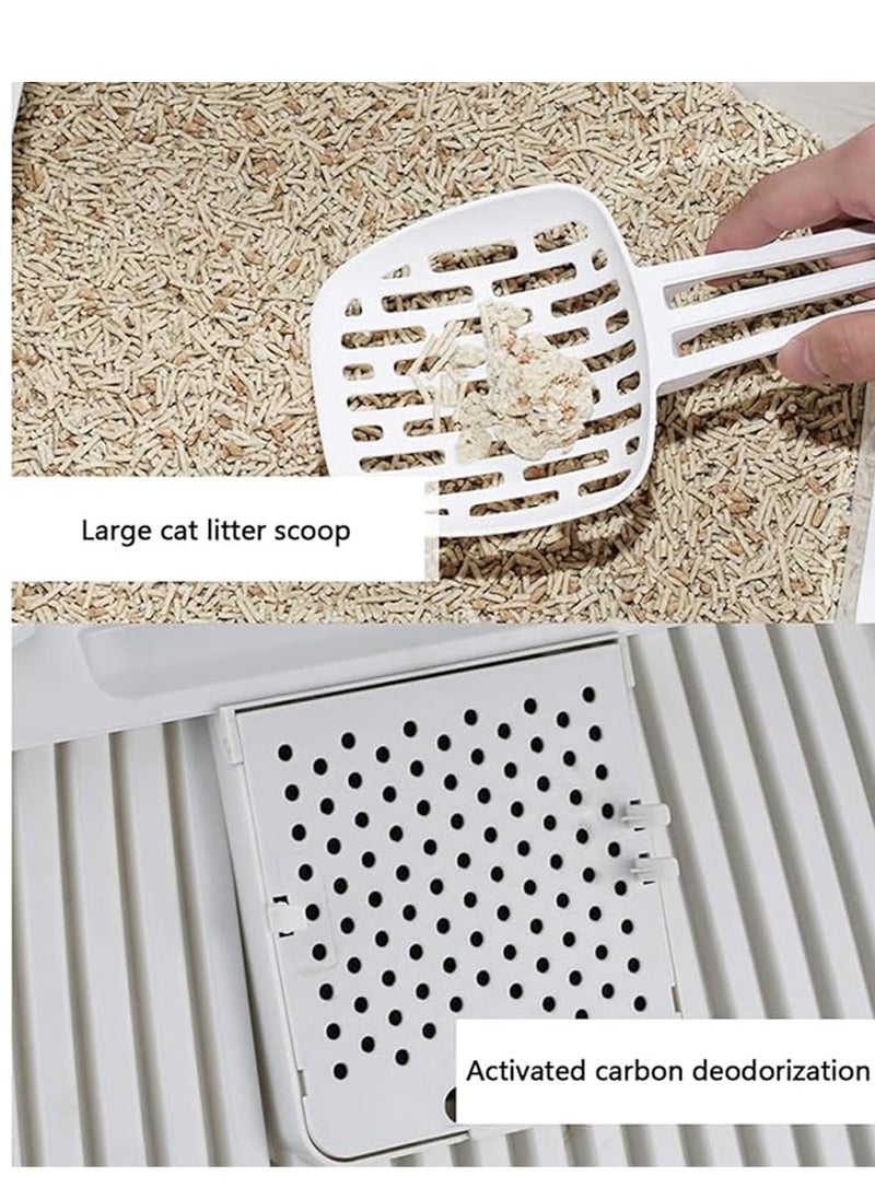 Cat Litter Box Extra Large 75L, Closed Litter Box, Cat Litter Tray fully enclosed cat litter box Large,Cat Litter Box with Door, Sandbox Large Cat Toilet with Lid,Scoop