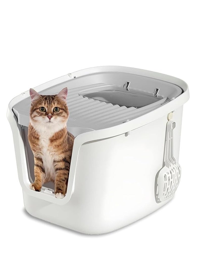 Cat Litter Box Extra Large 75L, Closed Litter Box, Cat Litter Tray fully enclosed cat litter box Large,Cat Litter Box with Door, Sandbox Large Cat Toilet with Lid,Scoop