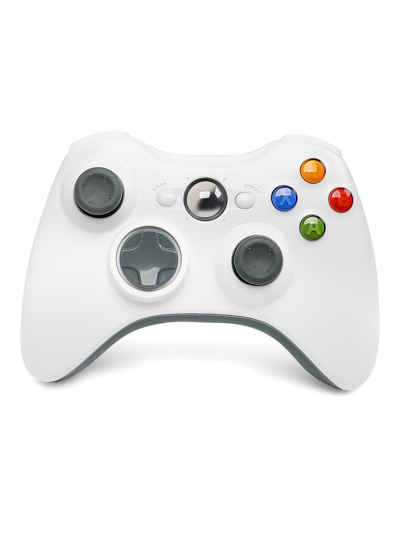 لوحة لعب لاسلكية 2.4 جيجاهرتز لتحكم Xbox 360 مع مهتز لتحكم Xbox 360 Slim ويندوز 10 7 8 جهاز كمبيوتر شخصي لعبة كونسول (أبيض) - Image 1
