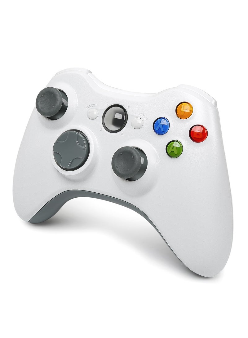 لوحة لعب لاسلكية 2.4 جيجاهرتز لتحكم Xbox 360 مع مهتز لتحكم Xbox 360 Slim ويندوز 10 7 8 جهاز كمبيوتر شخصي لعبة كونسول (أبيض) - Image 4