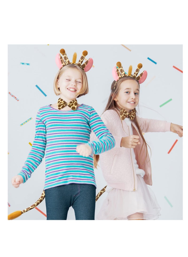 Excefore 2 Pack Giraffe Headband Ears and Tail Costume Accessory, Animals Headbands Plush Cartoon Headbands Hair Accessories, Suitable for Costume Parties, Dress Up Play - Image 5