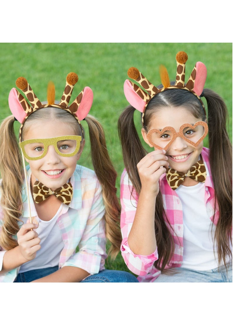 Excefore 2 Pack Giraffe Headband Ears and Tail Costume Accessory, Animals Headbands Plush Cartoon Headbands Hair Accessories, Suitable for Costume Parties, Dress Up Play - Image 2