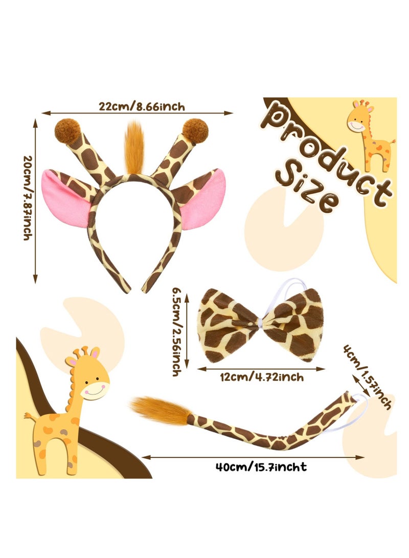 Excefore 2 Pack Giraffe Headband Ears and Tail Costume Accessory, Animals Headbands Plush Cartoon Headbands Hair Accessories, Suitable for Costume Parties, Dress Up Play - Image 3