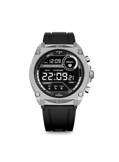 POLICE My Avatar Alloy Case Black Silicone Strap Gents Smartwatch with Amoled Glass IP68 - 45mm