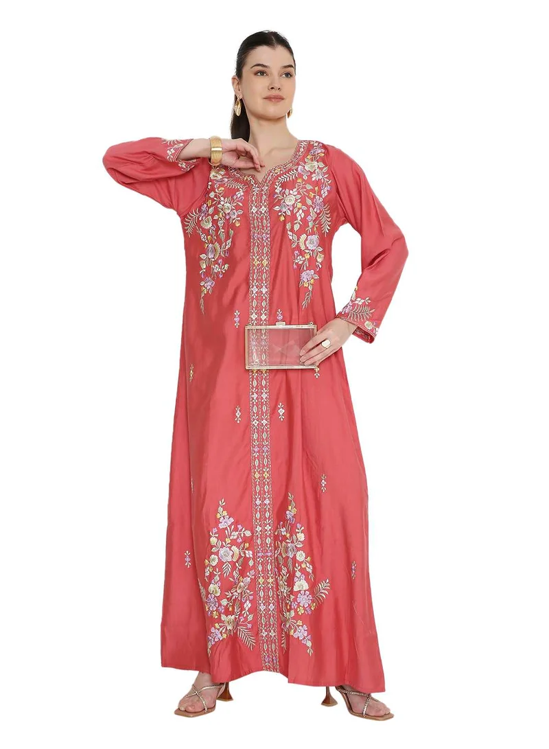 HANA & SARA jalabia kaftan dress with unique flowery design