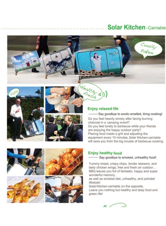 Solar BBQ Grill for healthy meals and camping  and grilling food plus making soup and hot drinks
