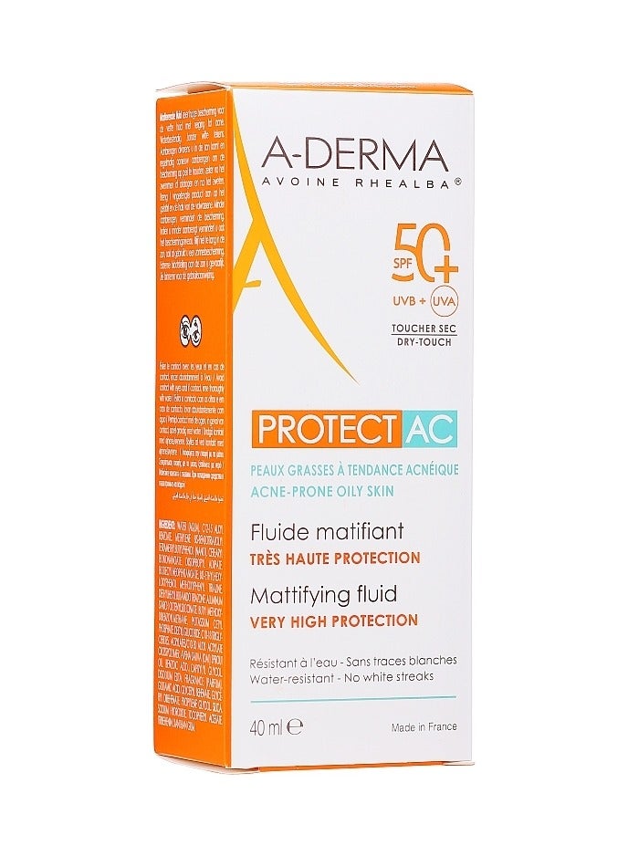 A-DERMA A Derma Protect Ac Matifying Fluid Sunscreen for Acne Skin SPF50 + 40ml - Image 3