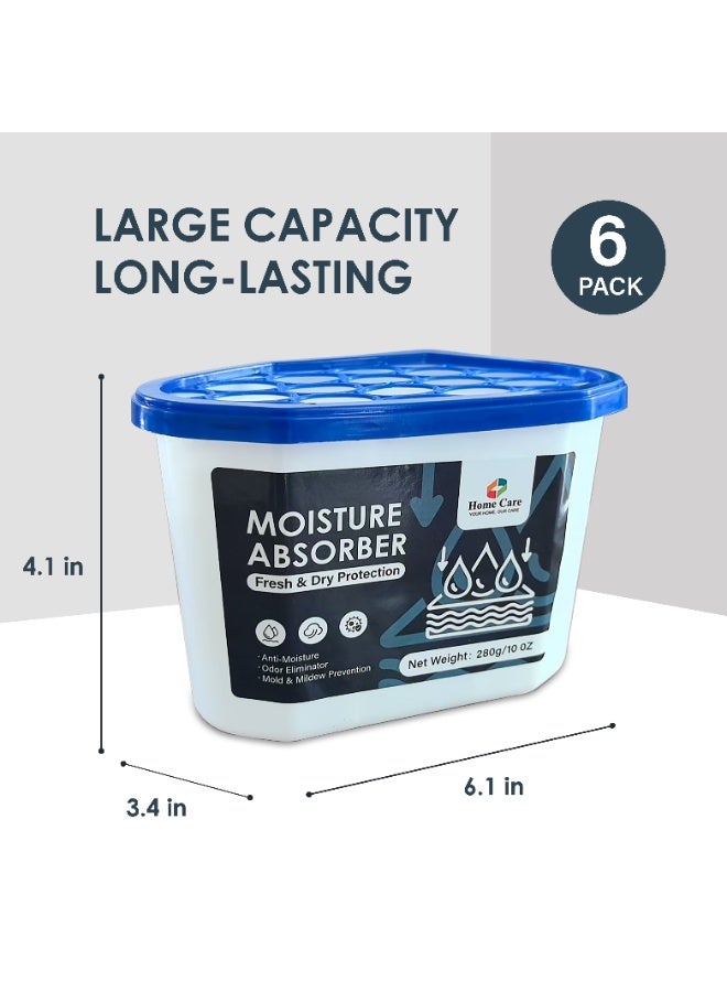Home Care صندوق امتصاص الرطوبة للعناية المنزلية – 6 عبوات (280 جرام لكل منها) – مزيل الروائح ومنع العفن والفطريات للخزائن والحمامات والسيارات والتخزين - Image 3