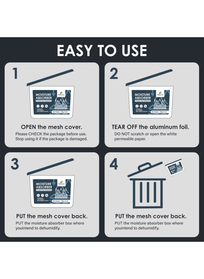 Home Care صندوق امتصاص الرطوبة للعناية المنزلية – 6 عبوات (280 جرام لكل منها) – مزيل الروائح ومنع العفن والفطريات للخزائن والحمامات والسيارات والتخزين - Image 2