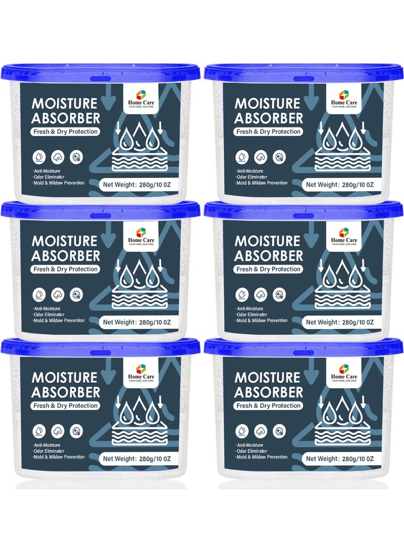 Home Care صندوق امتصاص الرطوبة للعناية المنزلية – 6 عبوات (280 جرام لكل منها) – مزيل الروائح ومنع العفن والفطريات للخزائن والحمامات والسيارات والتخزين - Image 1