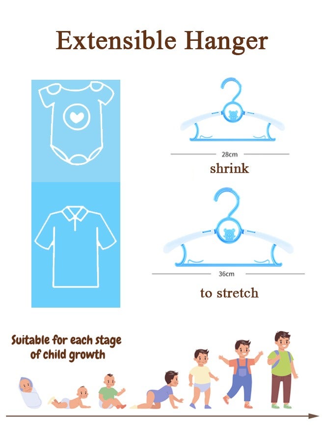 20 عبوة من شماعات الأطفال القابلة للتعديل للأطفال البنات والأولاد (أزرق) - Image 2