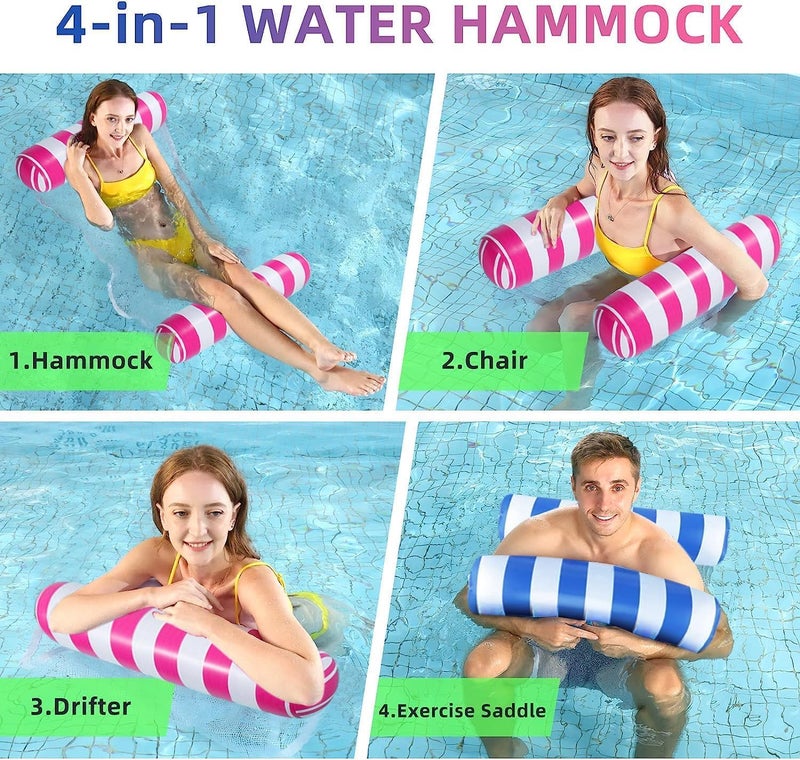 RR-INTL 5 Pack Upgrated XL Water Pool Floats, 4-in-1 (Hammock, Saddle, Lounge Chair, Drifter) Multi-Purpose Water Pool Float, Non-Stick PVC Material - Image 2