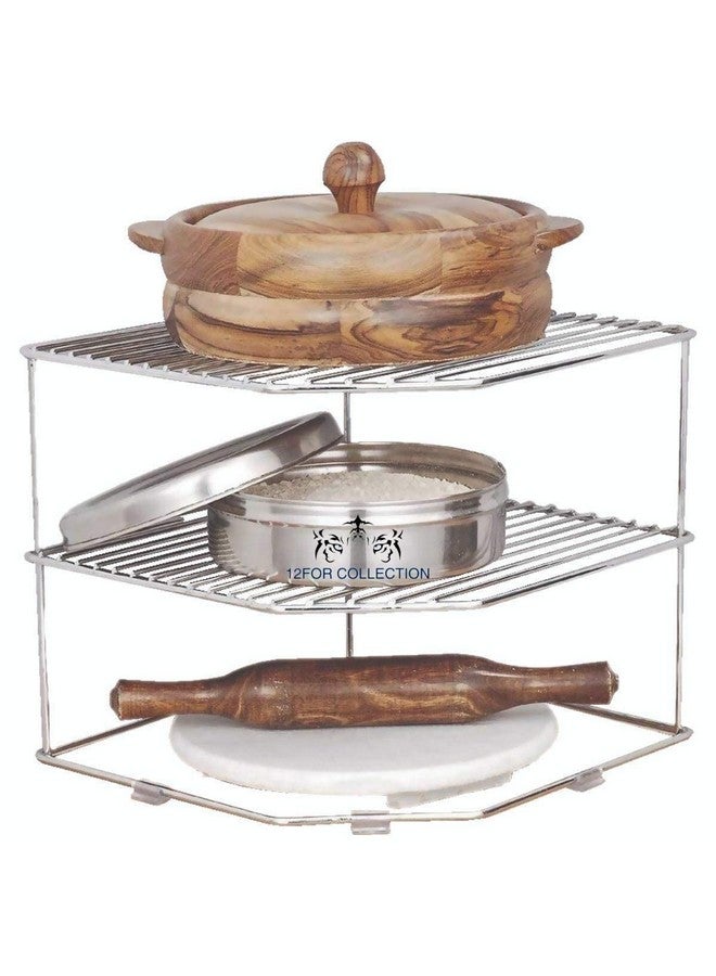 CR18 COLLECTION Multipurpose Stainless Steel kitchen plate dish corner shelf rack stand shelves, storage cabinet organizer, organiser for home bathroom living room, Utensil Kitchen Rack - Image 1