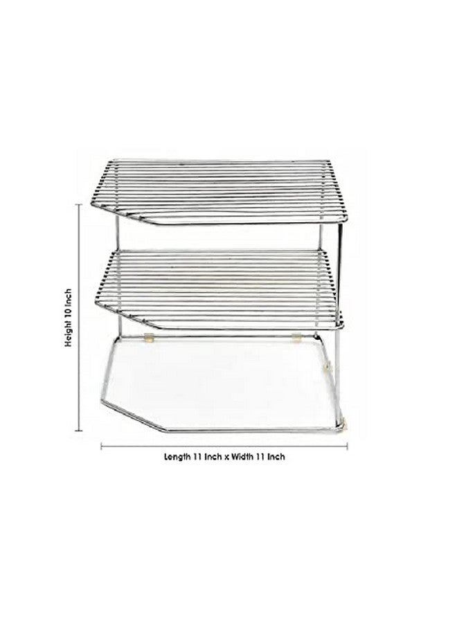 CR18 COLLECTION Multipurpose Stainless Steel kitchen plate dish corner shelf rack stand shelves, storage cabinet organizer, organiser for home bathroom living room, Utensil Kitchen Rack - Image 4