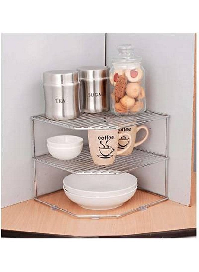 CR18 COLLECTION Multipurpose Stainless Steel kitchen plate dish corner shelf rack stand shelves, storage cabinet organizer, organiser for home bathroom living room, Utensil Kitchen Rack - Image 3