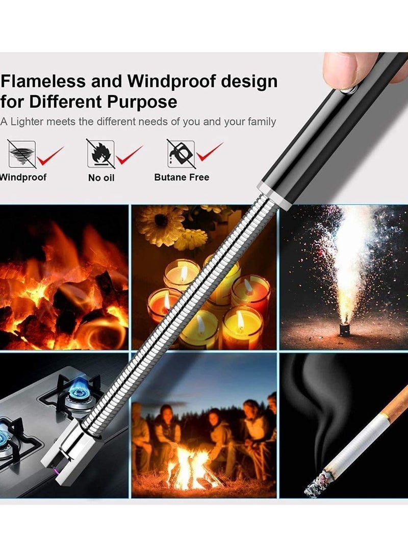 ولاعة شموع كهربائية قابلة لإعادة الشحن مع شاشة عرض بطارية LED رقبة طويلة مرنة USB لإضاءة الشموع مواقد الغاز التخييم الشواء  - Image 2